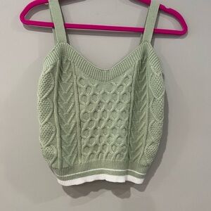 Cotton Emporium Sage Cable Knit Crop Top